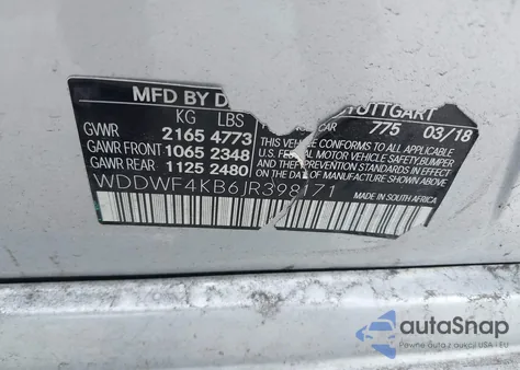 2018 Mercedes-Benz C 300 4Matic from USA, damaged, VIN WDDWF4KB6JR398171